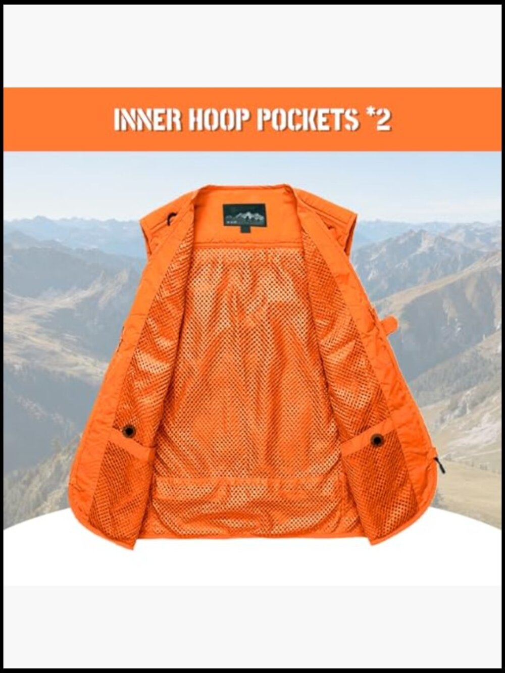 Men's Utility Cargo Vest with Multi Pockets, Polyester, Outdoor Travel Work - Picture 5 of 7